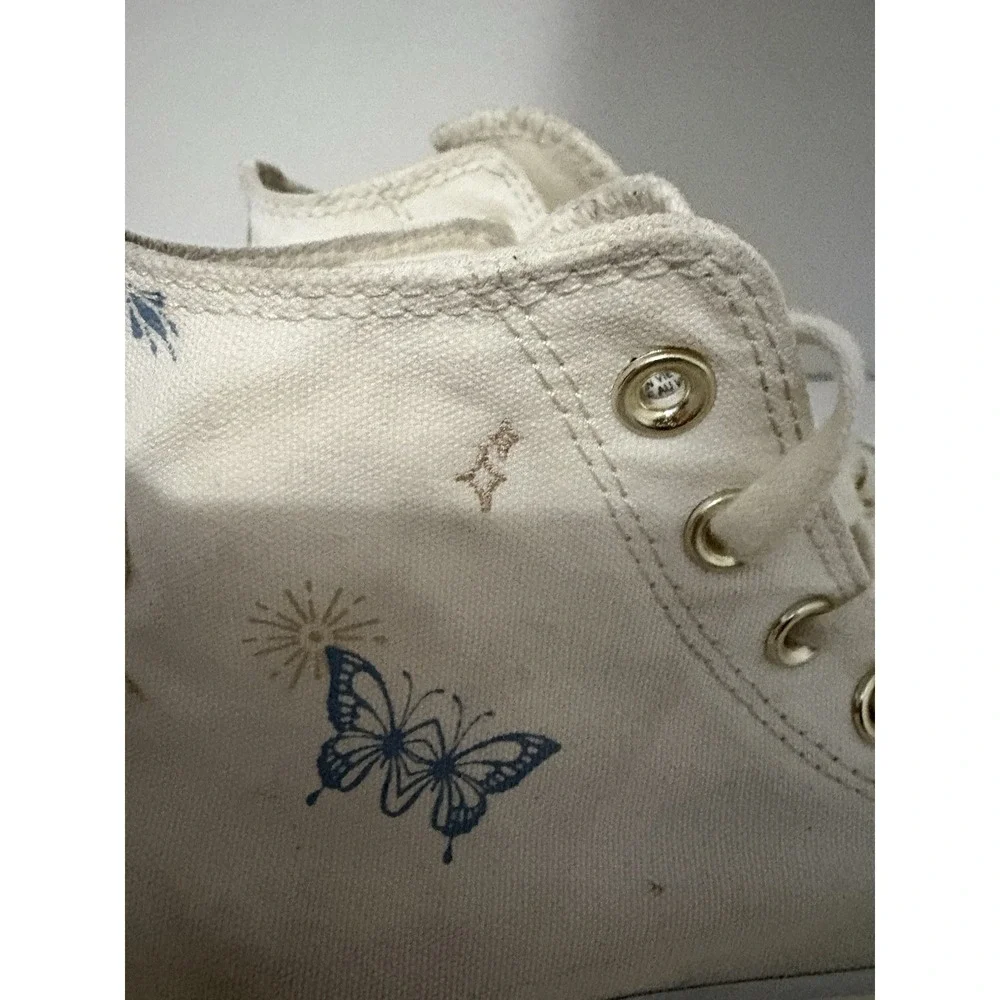 Converse All Star Lift Platform Canvas High Top Cream/Cocoon Blue Sz 6